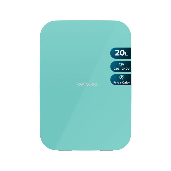 Cecotec Bolero MiniCooling 20L Bahamas Mint Mini Frigorifico Portatil - Capacidad 20L - 12V/220V - Temperatura Regulable - Enfri
