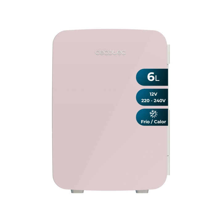Cecotec Bolero MiniCooling 6L Bahamas Pink Mini Frigorifico Portatil - Capacidad 6L - 12V/220V - Temperatura Regulable - Enfria