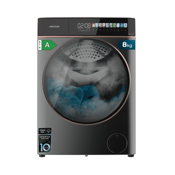 Cecotec Bolero DressCode 8900 Inverter FullColor Steel A Lavadora de Carga Frontal - Capacidad 8kg - Velocidad 1400rpm - Pantall