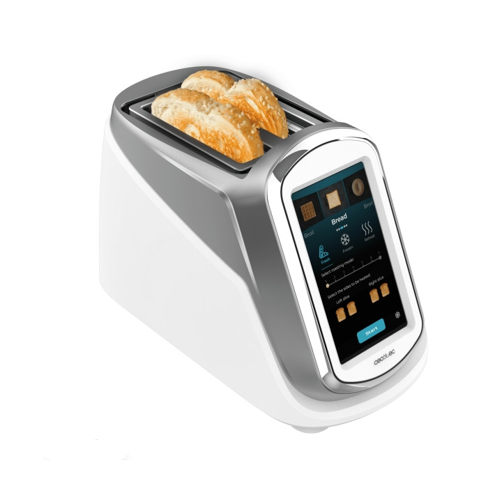 Cecotec ToastPad Double Pro Screen Tostadora de Doble Ranura - 1400W - Pantalla Tft 7" - 7 Niveles de Tostado - Control Individu