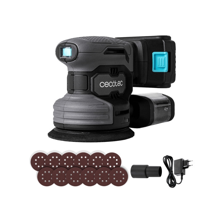 Cecotec PerfectSurface 2120 Rotate Lijadora Rotorbital Inalambrica - Velocidad 13.000rpm - Bateria 2.000mAh - Incluye Accesorios