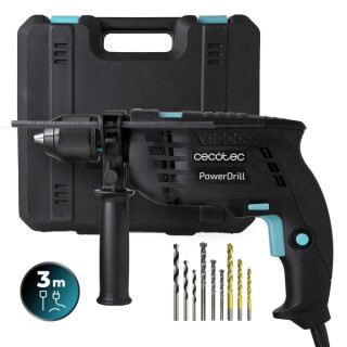 Cecotec PowerDrill 850 Keyless Taladro Percutor - 850W - 4800rpm - Portabrocas 13mm sin Llave - Percutor 46.000Ipm - Accesorios