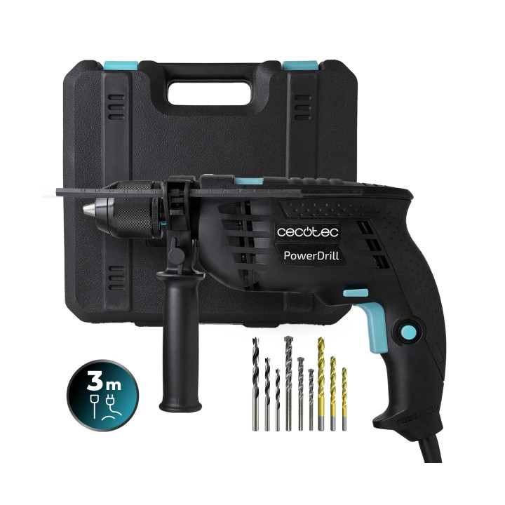 Cecotec PowerDrill 850 Keyless Taladro Percutor - 850W - 4800rpm - Portabrocas 13mm sin Llave - Percutor 46.000Ipm - Accesorios
