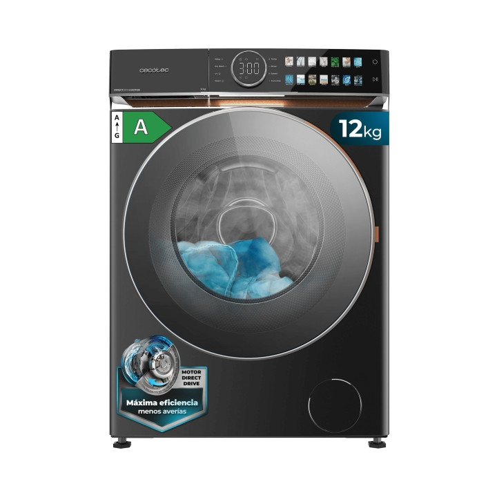 Cecotec Bolero DressCode 12980 Direct Drive Steel A Lavadora de Carga Frontal - Capacidad 12kg - Velocidad 1400rpm - Puerta XXL