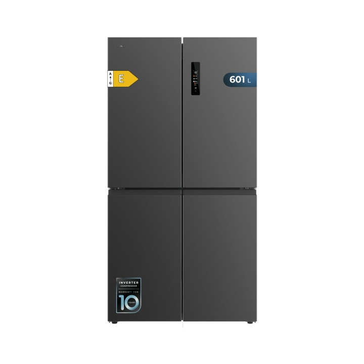 Cecotec Bolero CoolMarket 4D 601 Dark E Frigorifico Americano 4 Puertas - Capacidad 601L - Compresor Inverter - Acero Inoxidable