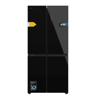 Cecotec Bolero CoolMarket 4D 436 Black Glass E Frigorifico Americano 4 Puertas - 436L - Compresor Inverter - Modo Vacaciones - P