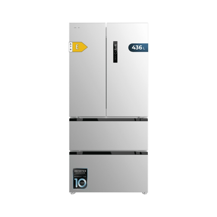 Cecotec Bolero CoolMarket FD 436 Inox E Frigorifico Puerta Francesa de 4 Puertas - Capacidad 463L - Compresor Inverter - Modo Va