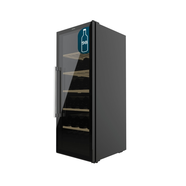 Cecotec Bolero GrandSommelier 98000 Black Vinoteca 98 Botellas - Capacidad 201L - Silencioso 37dB - Luz LED - Pantalla LED - Tem