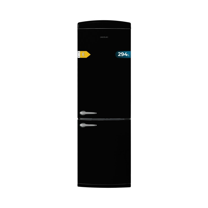 Cecotec Bolero CoolMarket Combi Origin 294+ Black E Frigorifico Combi - Capacidad 294L - Congelacion Ultrarapida - Estilo Retro