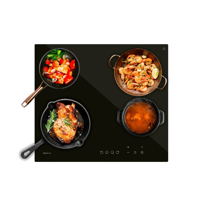 Cecotec Bolero SquadV 4001 Cocina Vitroceramica Encastrable - 6000W - 4 Zonas - Temporizador - Control Tactil - 9 Niveles de Pot