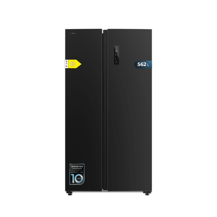 Cecotec Bolero CoolMarket SBS 562 Dark D Frigorifico Americano - Capacidad 562L - Luz LED - Compresor Inverter - Nofrost - Frio