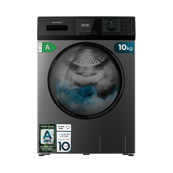 Cecotec Bolero DressCode 10410 Inverter Steel A Lavadora de Carga Frontal - 10kg - Centrifugado 1400rpm - Temperatura Regulable