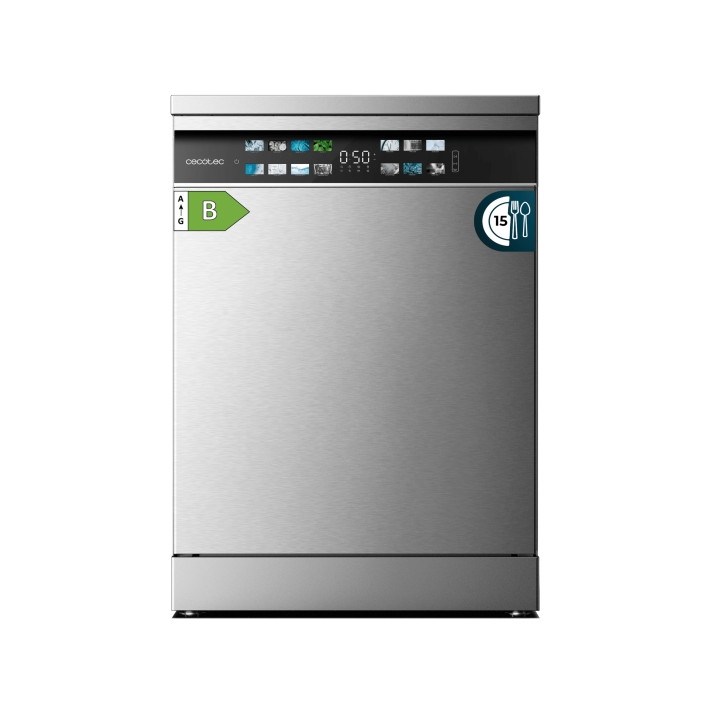 Cecotec Bolero Aguazero 6700 Inox B Lavavajillas de 60cm - 15 Cubiertos - Seguro Infantil - Pantalla XXL - 8 Programas - Motor I