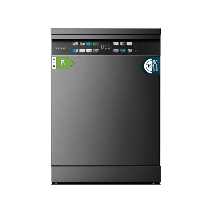 Cecotec Bolero Aguazero 6700 Dark B Lavavajillas de 60cm - 15 Cubiertos - Temperatura Regulable - Seguro Infantil - Pantalla XXL