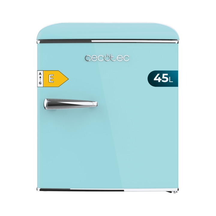 Cecotec Bolero CoolMarket TT Origin 45 Blue E Mini Frigorifico - Capacidad 45L - Estilo Retro - Cajon para Hielo - Tirador Croma