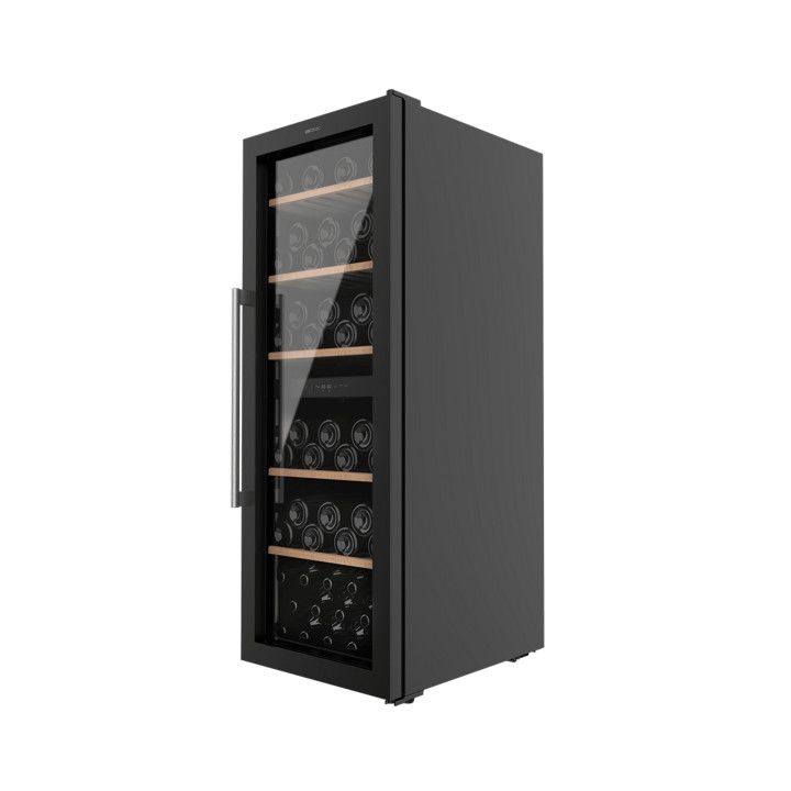 Cecotec Bolero GrandSommelier Duo 77000 Black Vinoteca para 77 Botellas - Capacidad 193L - Silencioso 43dB - Luz LED - Pantalla