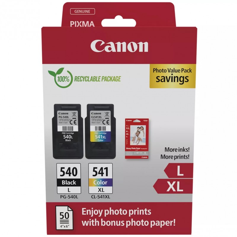 CANON CARTUCHO NEGRO/COLOR PG-545XL/CL-546XL + PAPEL FOTO 4X6 (GP-501 50H) CANON CARTUCHO NEGRO/COLOR PG-545XL/CL-546XL + PAPEL FOTO 4X6 (GP-501 50H)