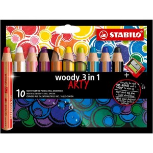 Stabilo Woddy 3 en 1 Arty Pack de 10 Lapices de Colores + Sacapuntas - Lapiz de Color