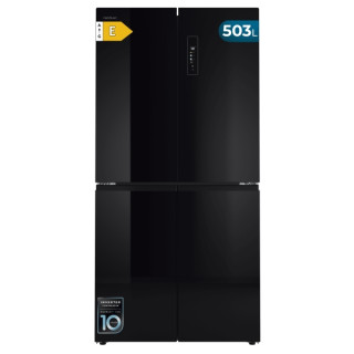 Cecotec Bolero CoolMarket 4D 503 Black Glass E Frigorifico Americano 4 Puertas - Capacidad 503L - Luz LED - Compresor Inverter -