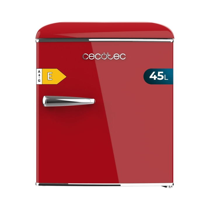 Cecotec Bolero CoolMarket TT Origin 45 Red E Mini Frigorifico - Capacidad 45L - Estilo Retro - Cajon para Hielo - Tirador Cromad