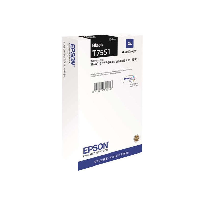 Epson T7551 Negro Cartucho de Tinta Original - C13T755140/C13T75514N Epson T7551 Negro Cartucho de Tinta Original - C13T755140/C13T75514N