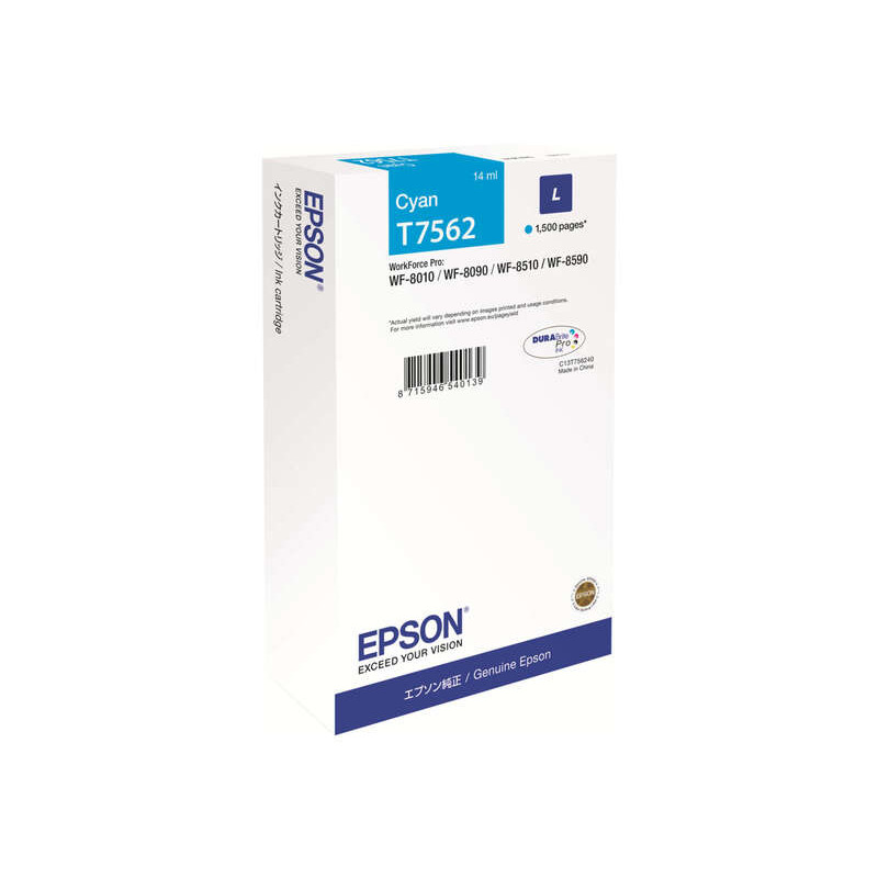 Epson T7562 Cyan Cartucho de Tinta Original - C13T756240/C13T75624N Epson T7562 Cyan Cartucho de Tinta Original - C13T756240/C13T75624N