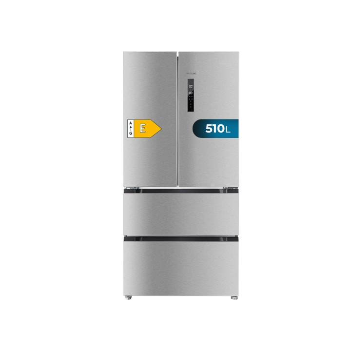 Cecotec Bolero CoolMarket FD 510 Inox E Frigorifico Puerta Francesa de 4 Puertas - Capacidad 510L - Total Nofrost - Congelacion