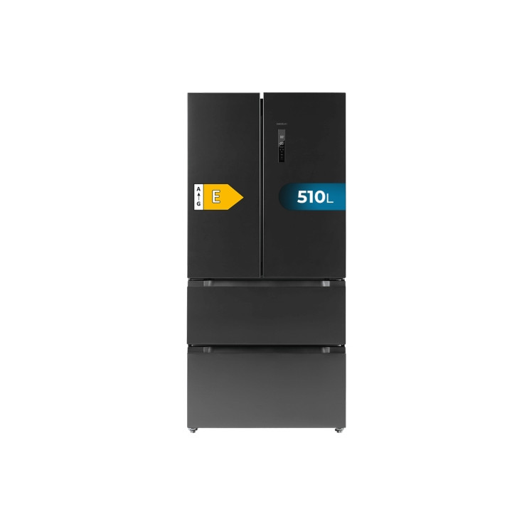 Cecotec Bolero CoolMarket FD 510 Dark E Frigorifico Puerta Francesa de 4 Puertas - Capacidad 510L - Total Nofrost - Congelacion