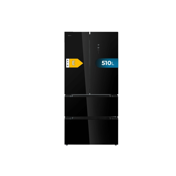 Cecotec Bolero CoolMarket FD 510 Glass E Frigorifico Puerta Francesa de 4 Puertas - Capacidad 510L - Total Nofrost - Congelacion