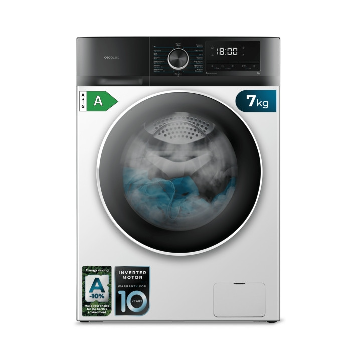 Cecotec Bolero Dresscode 7500 Inverter A Lavadora de Carga Frontal - Capacidad 7kg - Velocidad 1400rpm - Seguro Infantil - Displ