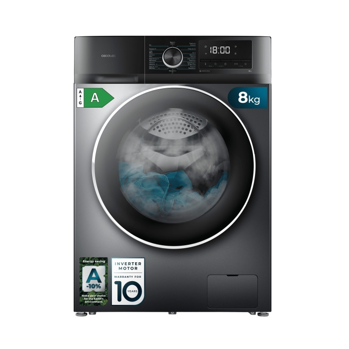 Cecotec Bolero DressCode 8500 Inverter Steel A Lavadora de Carga Frontal - Capacidad 8kg - Velocidad 1400rpm - Seguro Infantil -