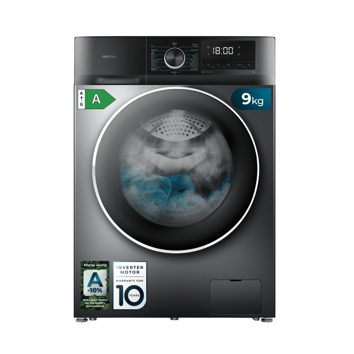Cecotec Bolero DressCode 9500 Inverter Steel A Lavadora de Carga Frontal - Capacidad 9kg - Velocidad 1400rpm - Seguro Infantil -