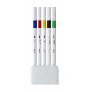 Uni-ball PEM-SY Set Nº1 Emott Vivid Colors Pack de 5 Rotuladores de Linea Fina - Punta 0.4mm - Tinta a Base de Agua - Diseño
