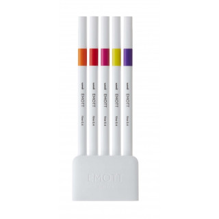 Uni-ball PEM-SY Set Nº2 Emott Passion Colors Pack de 5 Rotuladores de Linea Fina - Punta 0.4mm - Tinta a Base de Agua - Diseñ