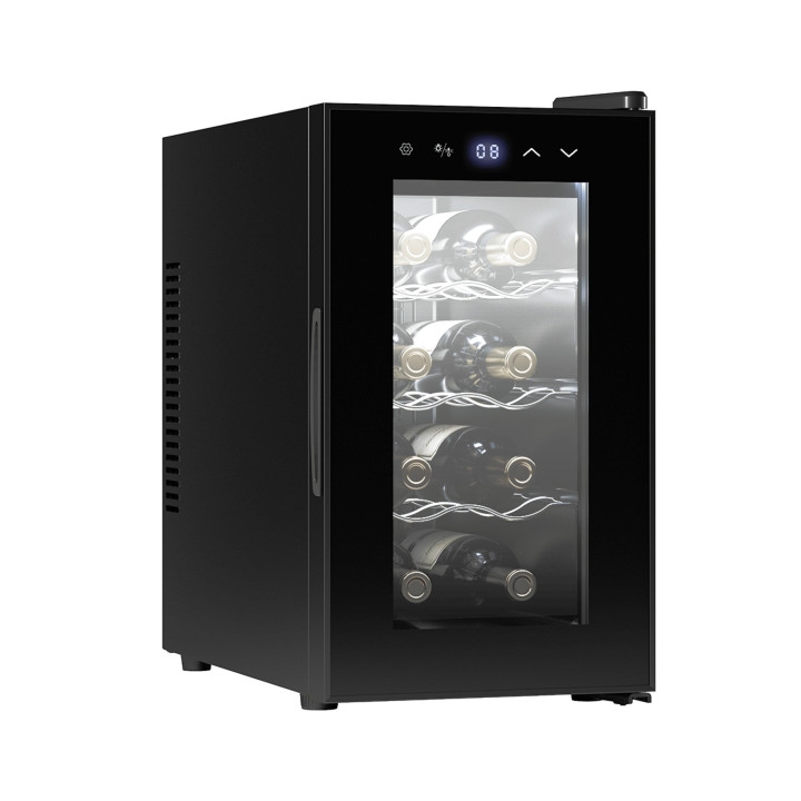 Cecotec Bolero GrandSommelier 830 CoolCrystal Vinoteca para 8 Botellas - Silencioso 35dB - Luz LED - Pantalla LED - Temperatura