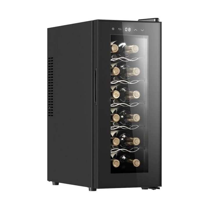 Cecotec Bolero GrandSommelier 1230 CoolCrystal Vinoteca para 12 Botellas - Silencioso 35dB - Luz LED - Pantalla LED - Temperatur