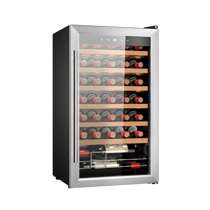 Cecotec Bolero GrandSommelier 34030 Inox Compressor Vinoteca 34 Botellas - Capacidad 80L - Silencioso 41dB - Luz LED - Pantalla