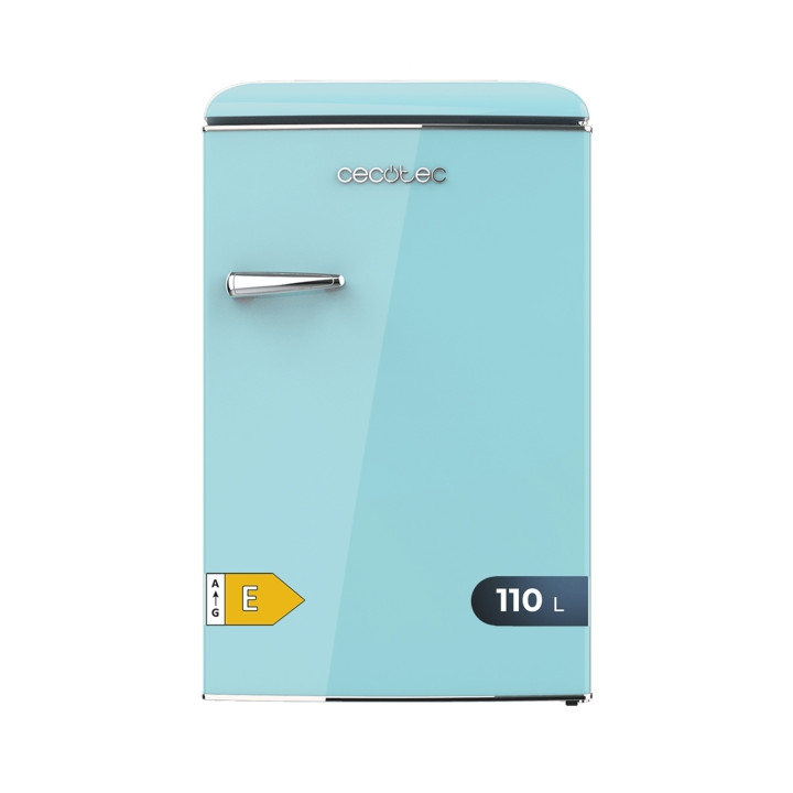 Cecotec Bolero CoolMarket TT Origin 110 Blue E Mini Frigorifico - Capacidad 110L - Cajon para Hielo - Luz Interior - Tirador Cro