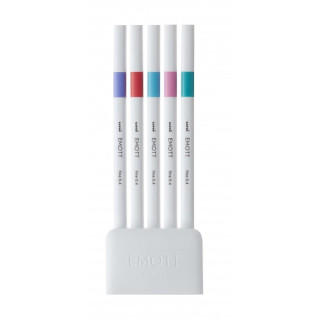 Uni-ball PEM-SY Set Nº5 Emott Candy Pop Colors Pack de 5 Rotuladores de Linea Fina - Punta 0.4mm - Tinta a Base de Agua - Dise