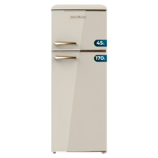 Cecotec Bolero CoolMarket 2D Origin 215 Beige E Frigorifico Dos Puertas - Capacidad 215L - Temperatura Regulable - Estilo Retro