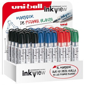 Uni-ball Inkview PWB-202 Expositor de 36 Marcadores de Pizarra Blanca - Punta Conica 1.8-2.2mm - Zona Transparente para Nivel d