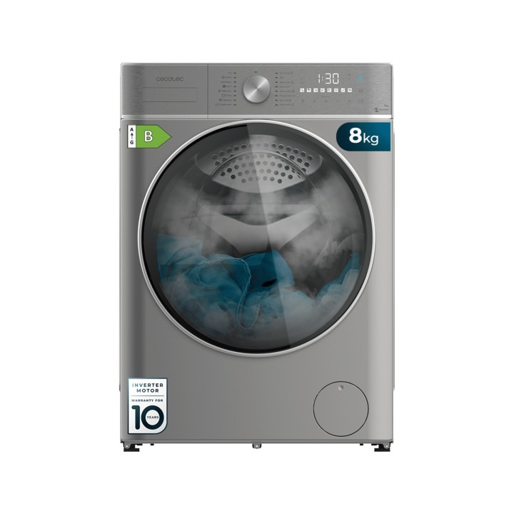 Cecotec Bolero Wash and Dry 8580 Inverter Steel B Lavadora Secadora - Capacidad 8kg - Velocidad 1400rpm - Motor Inverter - 16 Pr