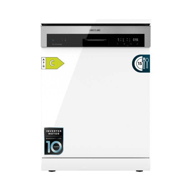 Cecotec Bolero Aguazero 6500 C Lavavajillas de 60cm - 15 Cubiertos - Bandeja para Cubiertos - 6 Programas - Motor Inverter - Ini
