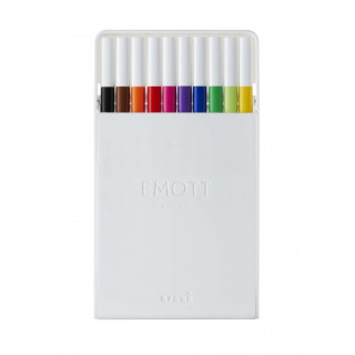 Uni-ball PEM-SY Set Nº1 Emott Essential Colors Pack de 10 Rotuladores de Linea Fina - Punta 0.4mm - Tinta a Base de Agua - Dis