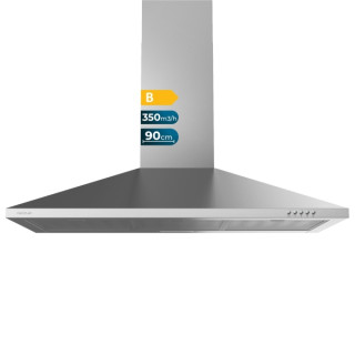 Cecotec Bolero Flux PM 903500 Inox B Campana Extractora de 90cm - 65W - Succion 350m3/h - Luz LED - Incluye Accesorios - Acero I
