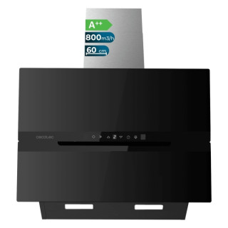 Cecotec Bolero Flux DT 608010 Glass Black A++ Campana Extractora de 60cm - 210W - Succion 800m3/h - Luz LED - Pantalla LED - Inc