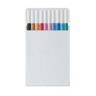 Uni-ball PEM-SY Set Nº2 Emott Pastel Colors Pack de 10 Rotuladores de Linea Fina - Punta 0.4mm - Tinta a Base de Agua - Diseñ