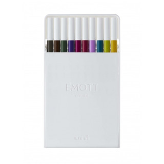 Uni-ball PEM-SY Set Nº3 Emott Calm-Tone Dark Pack de 10 Rotuladores de Linea Fina - Punta 0.4mm - Tinta a Base de Agua - Dise?