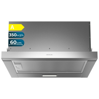 Cecotec Bolero Flux TLM 603500 Inox A Campana Extractora Telescopica de 60cm - 70W - Succion 350m3/h - Luz LED - Incluye Accesor