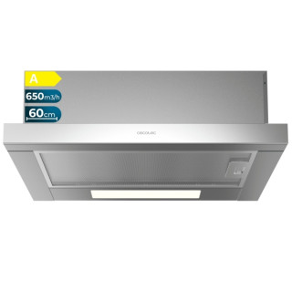 Cecotec Bolero Flux TLM 606500 Inox A Campana Extractora Telescopica de 60cm - 165W - Succion 650m3/h - Luz LED - Incluye Acceso